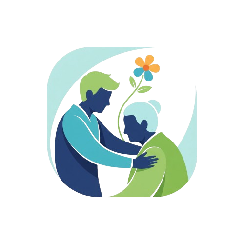 Dekoratives KHEIRA Hintergrundbild mit warmen Farben und Pflegemotiven